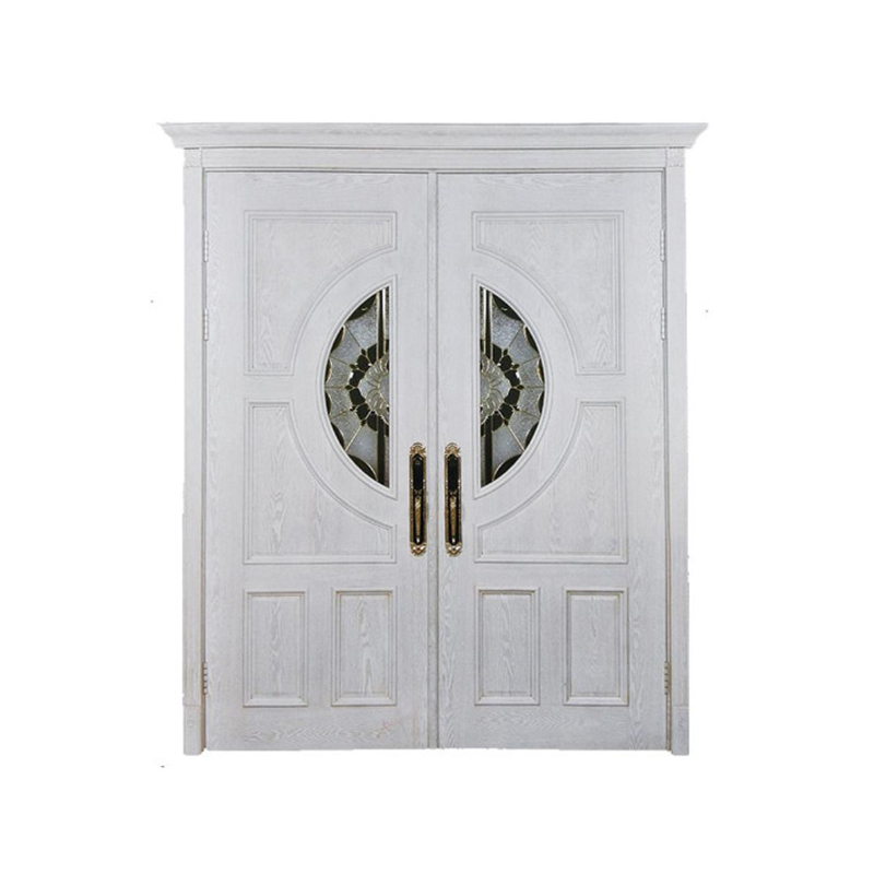 NSW-LD-21 Bustling Glass Natural Solid Wood Door